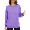 image:imageMAGCOMSEN Womens Fleece Lined Sweatshirt Crewneck Cotton Pullover Fall Winter Casual Long Sleeve Warm Soft TopsLight Purple
