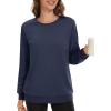 image:imageMAGCOMSEN Womens Fleece Lined Sweatshirt Crewneck Cotton Pullover Fall Winter Casual Long Sleeve Warm Soft TopsNavy