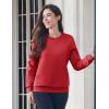 image:imageMAGCOMSEN Womens Fleece Lined Sweatshirt Crewneck Cotton Pullover Fall Winter Casual Long Sleeve Warm Soft TopsTomato Red