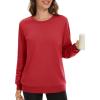 image:imageMAGCOMSEN Womens Fleece Lined Sweatshirt Crewneck Cotton Pullover Fall Winter Casual Long Sleeve Warm Soft TopsTomato Red