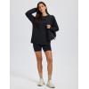 image:imageMAGCOMSEN Womens Fleece Lined Sweatshirts Pullover Crewneck Sweater Loose Fit Casual Winter Warm Tops with Thumb HolesBlack
