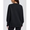 image:imageMAGCOMSEN Womens Fleece Lined Sweatshirts Pullover Crewneck Sweater Loose Fit Casual Winter Warm Tops with Thumb HolesBlack
