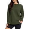 image:imageMAGCOMSEN Womens Fleece Lined Sweatshirts Pullover Crewneck Sweater Loose Fit Casual Winter Warm Tops with Thumb HolesGreen