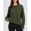 image:imageMAGCOMSEN Womens Fleece Lined Sweatshirts Pullover Crewneck Sweater Loose Fit Casual Winter Warm Tops with Thumb HolesGreen