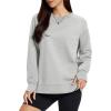 image:imageMAGCOMSEN Womens Fleece Lined Sweatshirts Pullover Crewneck Sweater Loose Fit Casual Winter Warm Tops with Thumb HolesLight Grey