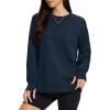 image:imageMAGCOMSEN Womens Fleece Lined Sweatshirts Pullover Crewneck Sweater Loose Fit Casual Winter Warm Tops with Thumb HolesNavy Blue