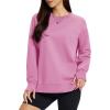image:imageMAGCOMSEN Womens Fleece Lined Sweatshirts Pullover Crewneck Sweater Loose Fit Casual Winter Warm Tops with Thumb HolesPink