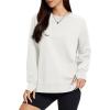 image:imageMAGCOMSEN Womens Fleece Lined Sweatshirts Pullover Crewneck Sweater Loose Fit Casual Winter Warm Tops with Thumb HolesWhite