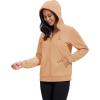 image:imageMAGCOMSEN Womens Fleece Lined Zip Up Hoodies Casual Hooded Jacket Workout Full Zip Sweatshirts Pocket CoatsApricot