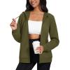image:imageMAGCOMSEN Womens Fleece Lined Zip Up Hoodies Casual Hooded Jacket Workout Full Zip Sweatshirts Pocket CoatsArmy Green