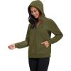image:imageMAGCOMSEN Womens Fleece Lined Zip Up Hoodies Casual Hooded Jacket Workout Full Zip Sweatshirts Pocket CoatsArmy Green