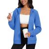 image:imageMAGCOMSEN Womens Fleece Lined Zip Up Hoodies Casual Hooded Jacket Workout Full Zip Sweatshirts Pocket CoatsAzure