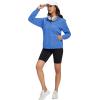 image:imageMAGCOMSEN Womens Fleece Lined Zip Up Hoodies Casual Hooded Jacket Workout Full Zip Sweatshirts Pocket CoatsAzure