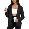 image:imageMAGCOMSEN Womens Fleece Lined Zip Up Hoodies Casual Hooded Jacket Workout Full Zip Sweatshirts Pocket CoatsBlack
