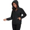 image:imageMAGCOMSEN Womens Fleece Lined Zip Up Hoodies Casual Hooded Jacket Workout Full Zip Sweatshirts Pocket CoatsBlack