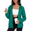 image:imageMAGCOMSEN Womens Fleece Lined Zip Up Hoodies Casual Hooded Jacket Workout Full Zip Sweatshirts Pocket CoatsEmerald Green