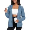 image:imageMAGCOMSEN Womens Fleece Lined Zip Up Hoodies Casual Hooded Jacket Workout Full Zip Sweatshirts Pocket CoatsHaze Blue