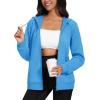 image:imageMAGCOMSEN Womens Fleece Lined Zip Up Hoodies Casual Hooded Jacket Workout Full Zip Sweatshirts Pocket CoatsIce Blue