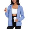 image:imageMAGCOMSEN Womens Fleece Lined Zip Up Hoodies Casual Hooded Jacket Workout Full Zip Sweatshirts Pocket CoatsLight Blue