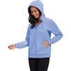 image:imageMAGCOMSEN Womens Fleece Lined Zip Up Hoodies Casual Hooded Jacket Workout Full Zip Sweatshirts Pocket CoatsLight Blue