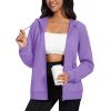 image:imageMAGCOMSEN Womens Fleece Lined Zip Up Hoodies Casual Hooded Jacket Workout Full Zip Sweatshirts Pocket CoatsLight Purple