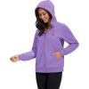 image:imageMAGCOMSEN Womens Fleece Lined Zip Up Hoodies Casual Hooded Jacket Workout Full Zip Sweatshirts Pocket CoatsLight Purple