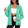 image:imageMAGCOMSEN Womens Fleece Lined Zip Up Hoodies Casual Hooded Jacket Workout Full Zip Sweatshirts Pocket CoatsMint Green