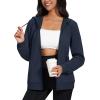 image:imageMAGCOMSEN Womens Fleece Lined Zip Up Hoodies Casual Hooded Jacket Workout Full Zip Sweatshirts Pocket CoatsNavy
