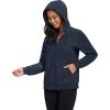 image:imageMAGCOMSEN Womens Fleece Lined Zip Up Hoodies Casual Hooded Jacket Workout Full Zip Sweatshirts Pocket CoatsNavy