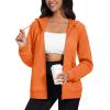 image:imageMAGCOMSEN Womens Fleece Lined Zip Up Hoodies Casual Hooded Jacket Workout Full Zip Sweatshirts Pocket CoatsOrange