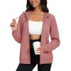 image:imageMAGCOMSEN Womens Fleece Lined Zip Up Hoodies Casual Hooded Jacket Workout Full Zip Sweatshirts Pocket CoatsPink