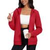 image:imageMAGCOMSEN Womens Fleece Lined Zip Up Hoodies Casual Hooded Jacket Workout Full Zip Sweatshirts Pocket CoatsRed