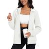 image:imageMAGCOMSEN Womens Fleece Lined Zip Up Hoodies Casual Hooded Jacket Workout Full Zip Sweatshirts Pocket CoatsWhite