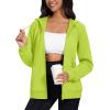 image:imageMAGCOMSEN Womens Fleece Lined Zip Up Hoodies Casual Hooded Jacket Workout Full Zip Sweatshirts Pocket CoatsYellow Green