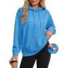image:imageMAGCOMSEN Womens Hoodies Fleece Sherpa Lined Pullover Winter Warm Trendy Hooded Sweatshirt with PocketAzure
