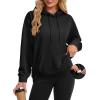 image:imageMAGCOMSEN Womens Hoodies Fleece Sherpa Lined Pullover Winter Warm Trendy Hooded Sweatshirt with PocketBlack