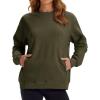 image:imageMAGCOMSEN Womens Sweatshirts Fleece Lined Pullover Crewneck Cotton Casual Winter Warm Tops with Zip PocketsArmy Green