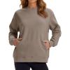 image:imageMAGCOMSEN Womens Sweatshirts Fleece Lined Pullover Crewneck Cotton Casual Winter Warm Tops with Zip PocketsCoffee Grey