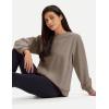 image:imageMAGCOMSEN Womens Sweatshirts Fleece Lined Pullover Crewneck Cotton Casual Winter Warm Tops with Zip PocketsCoffee Grey