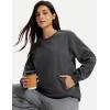 image:imageMAGCOMSEN Womens Sweatshirts Fleece Lined Pullover Crewneck Cotton Casual Winter Warm Tops with Zip PocketsDark Grey