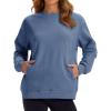 image:imageMAGCOMSEN Womens Sweatshirts Fleece Lined Pullover Crewneck Cotton Casual Winter Warm Tops with Zip PocketsGrey Blue