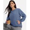 image:imageMAGCOMSEN Womens Sweatshirts Fleece Lined Pullover Crewneck Cotton Casual Winter Warm Tops with Zip PocketsGrey Blue