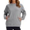 image:imageMAGCOMSEN Womens Sweatshirts Fleece Lined Pullover Crewneck Cotton Casual Winter Warm Tops with Zip PocketsLight Grey