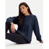 image:imageMAGCOMSEN Womens Sweatshirts Fleece Lined Pullover Crewneck Cotton Casual Winter Warm Tops with Zip PocketsNavy
