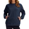 image:imageMAGCOMSEN Womens Sweatshirts Fleece Lined Pullover Crewneck Cotton Casual Winter Warm Tops with Zip PocketsNavy