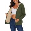 image:imageMAGCOMSEN Womens Zip Up Hoodies Sherpa Lined Fleece Thermal Jacket Full Zip Winter Warm Casual Thick Coats PocketsArmy Green