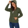image:imageMAGCOMSEN Womens Zip Up Hoodies Sherpa Lined Fleece Thermal Jacket Full Zip Winter Warm Casual Thick Coats PocketsArmy Green