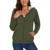 image:imageMAGCOMSEN Womens Zip Up Hoodies Sherpa Lined Fleece Thermal Jacket Full Zip Winter Warm Casual Thick Coats PocketsArmy Green