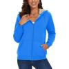 image:imageMAGCOMSEN Womens Zip Up Hoodies Sherpa Lined Fleece Thermal Jacket Full Zip Winter Warm Casual Thick Coats PocketsAzure