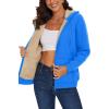 image:imageMAGCOMSEN Womens Zip Up Hoodies Sherpa Lined Fleece Thermal Jacket Full Zip Winter Warm Casual Thick Coats PocketsAzure